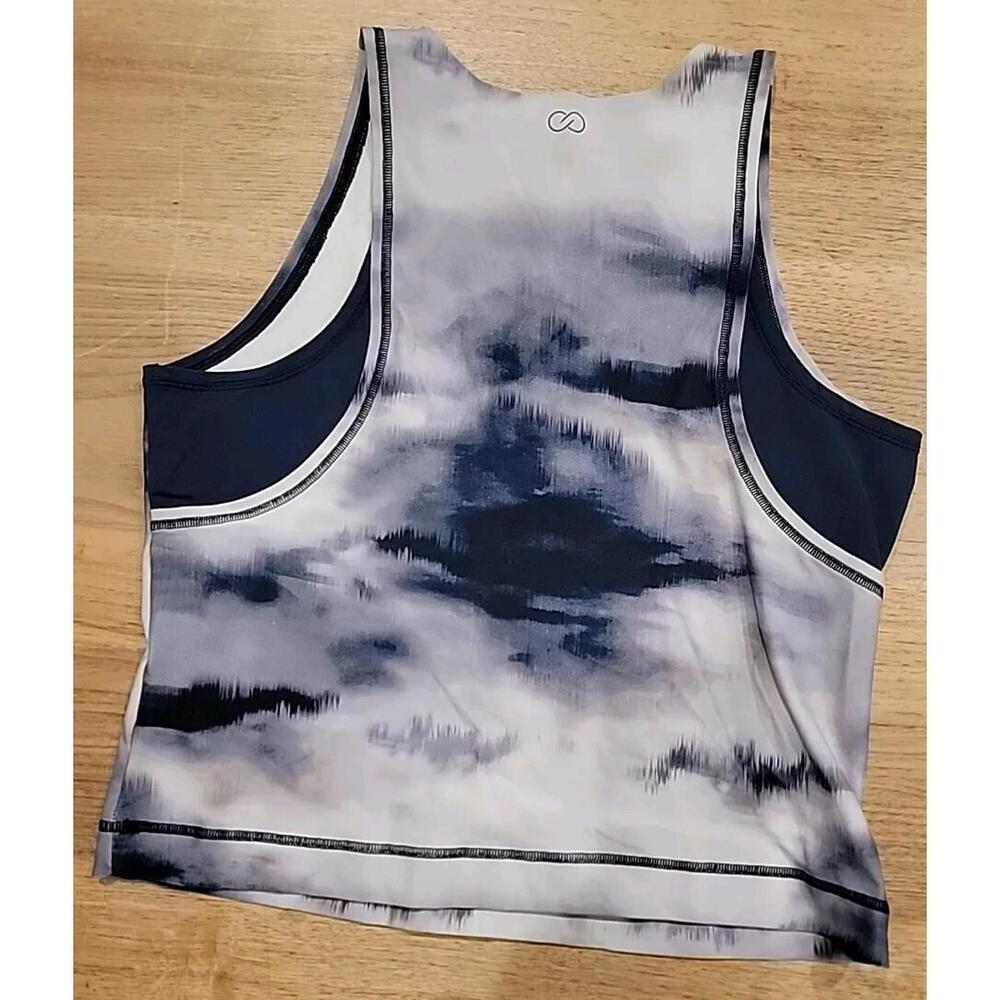 Calia Women’s Body Breeze Tank Top  Shirt Tie Dye Stretch Crop Black Gray 2x XXL